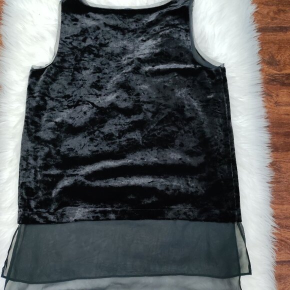 Simply Vera Vera Wang Black Velvet & Sheer Burnout Sleeveless Tunic Top Medium - Picture 7 of 13